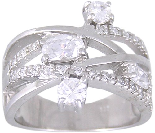 CZ CUBIC ZIRCONIA STERLING SILVER RING SIZE 6 7 or 8
