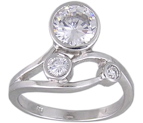 CUBIC ZIRCONIA 925 STERLING SILVER RING SIZE 8 or 9