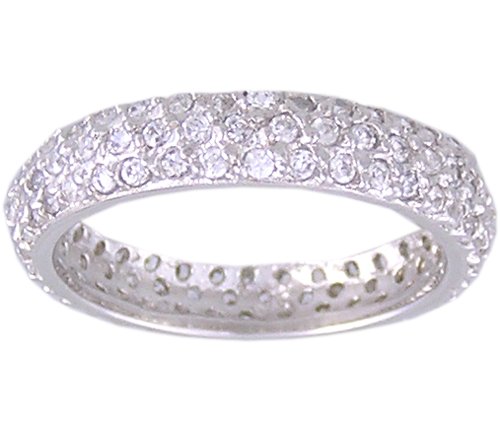 CZ CUBIC ZIRCONIA STERLING SILVER ETERNITY RING SIZE 7