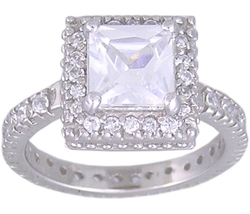 CLEAR CUBIC ZIRCONIA STERLING SILVER RING SIZE 5 7 or 9