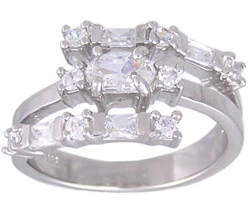 CUBIC ZIRCONIA CZ .925 STERLING SILVER RING SIZE 7 or 8