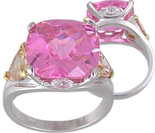 PINK CUBIC ZIRCONIA CZ SILVER RING SIZE 5 6 7 8 9 or 10