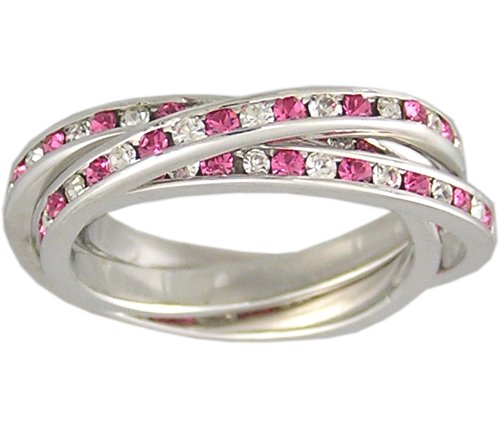 PINK CZ 925 SILVER ROLLING RING SIZE 5 6 7 8 9 or 10