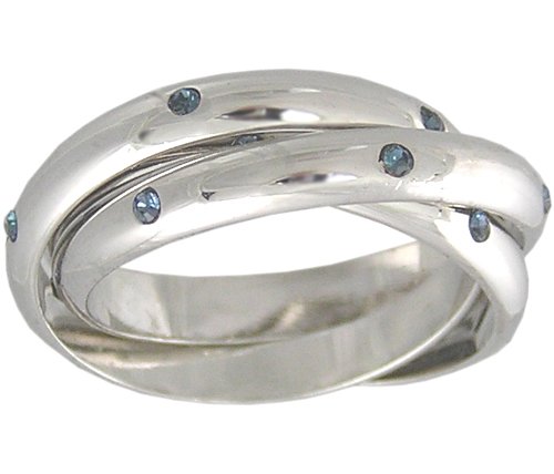 BLUE CUBIC ZIRCONIA ROLLING RING SIZE 4 5 6 7 9 10 & 11
