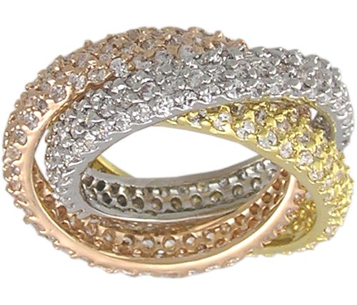 CUBIC ZIRCONIA TRI-COLOR ROLLING RING SIZE 5 6 7 8 or 9