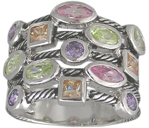 MULTI CUBIC ZIRCONIA CZ RING SIZE 5 6 7 8 or 9 JEWELRY