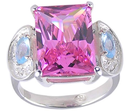 MULTI CUBIC ZIRCONIA CZ 925 SILVER RING SIZE 5 7 8 or 9