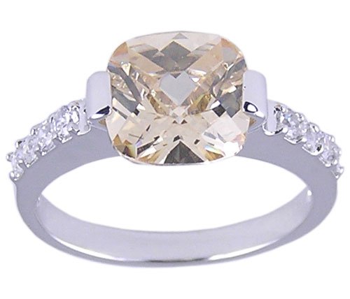 CHAMPAGNE CZ CUBIC ZIRCONIA SILVER RING SIZE 9 or 10