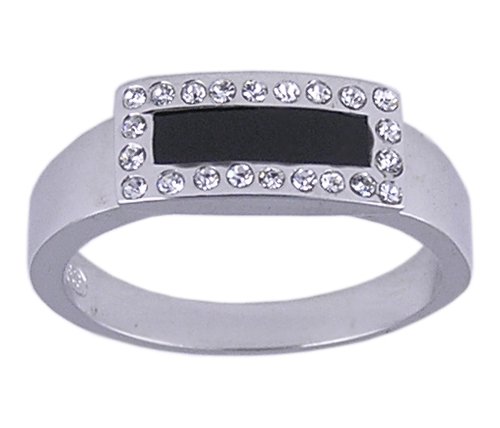 BLACK CUBIC ZIRCONIA CZ 925 SILVER RING SIZE 7 8 or 9