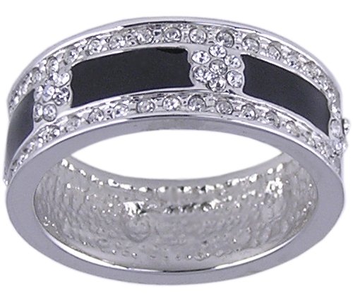 BLACK SWISS CRYSTAL ETERNITY RING SIZE 6 7 8 9 10