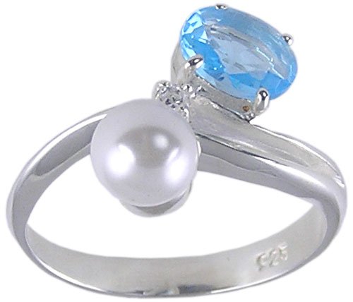 BLUE CZ CUBIC ZIRCONIA SILVER RING SIZE 5 6 7 8 9 or 10