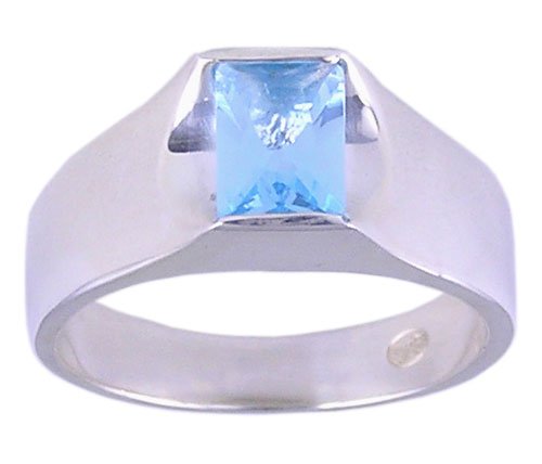 BLUE CZ CUBIC ZIRCONIA STERLING SILVER RING SIZE 7
