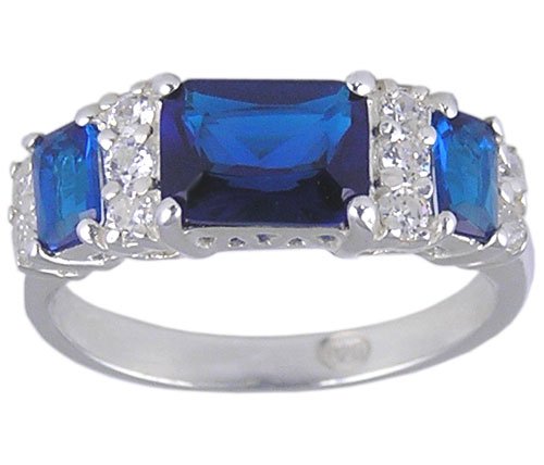 BLUE CUBIC ZIRCONIA STERLING SILVER RING SIZE 5 6 or 9
