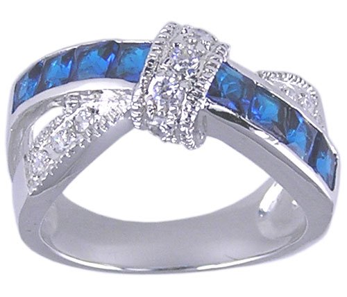 SAPPHIRE BLUE CUBIC ZIRCONIA CZ RING SIZE 7 8 9 10