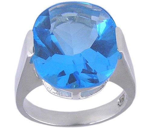 BLUE CUBIC ZIRCONIA CZ STERLING SILVER RING SIZE 8