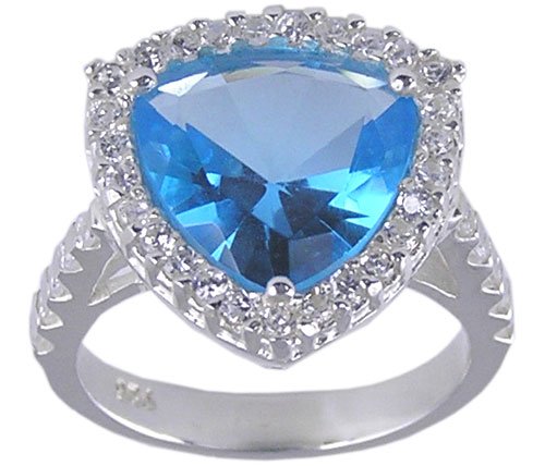 BLUE CUBIC ZIRCONIA CZ SILVER RING SIZE 5 7 8 9 or 10