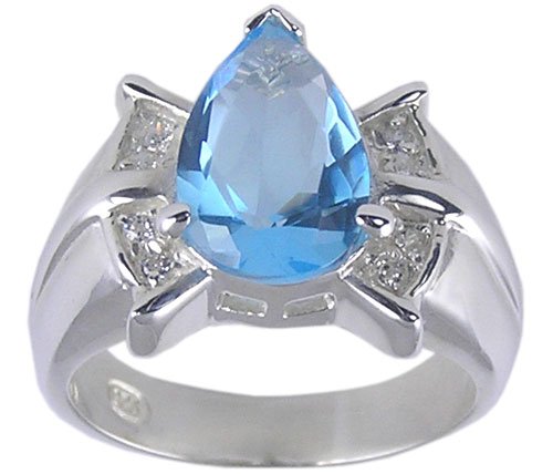 UE PEAR CUBIC ZIRCONIA SILVER RING SIZE 6 7 8 9 or 10