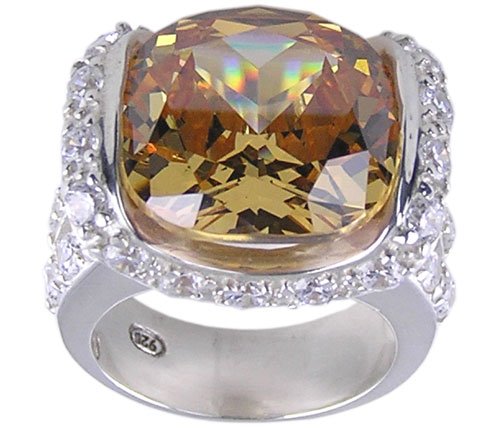 CHAMPAGNE CUBIC ZIRCONIA CZ 925 SILVER RING SIZE 5