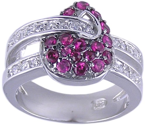 RUBY RED CUBIC ZIRCONIA CZ SILVER RING SIZE 6 7 8 or 9