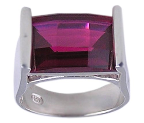 RUBY RED CUBIC ZIRCONIA CZ 925 SILVER RING SIZE 5