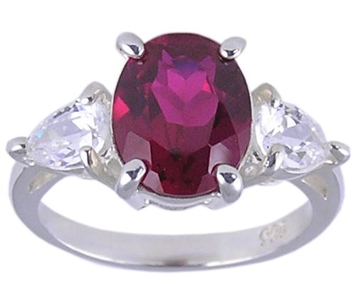 RUBY RED CUBIC ZIRCONIA CZ 925 SILVER RING SIZE 9 or 10