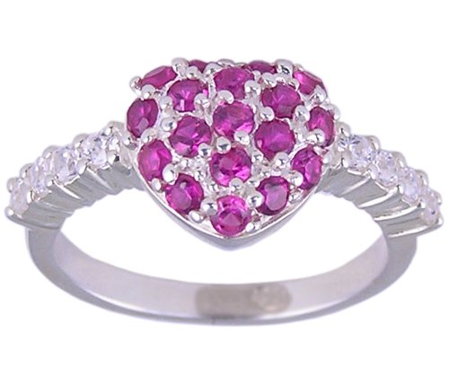 RUBY RED CUBIC ZIRCONIA SILVER SILVER RING SIZE 6 or 7