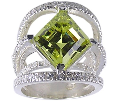 YELLOW CUBIC ZIRCONIA CZ 925 SILVER RING SIZE 6 7 8 or 10