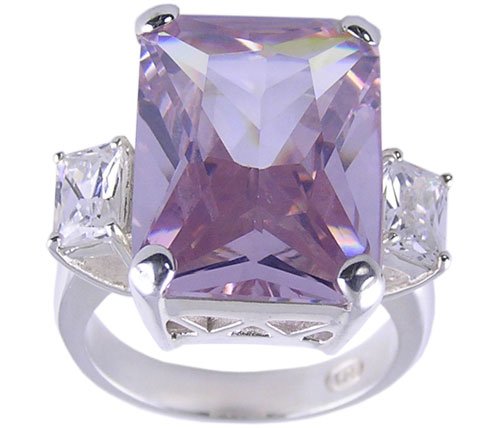 PURPLE CUBIC ZIRCONIA STERLING SILVER RING SIZE 7