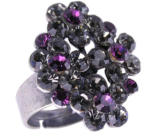 PURPLE SWISS CRYSTAL RING ADJUSTS TO SIZE 6 7 and 8