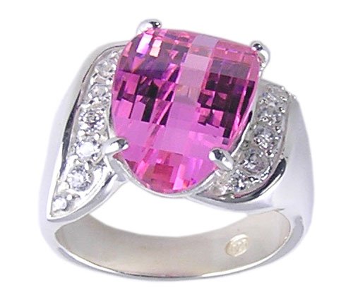 PINK CUBIC ZIRCONIA CZ 925 SILVER RING SIZE 5 6 7 or 8
