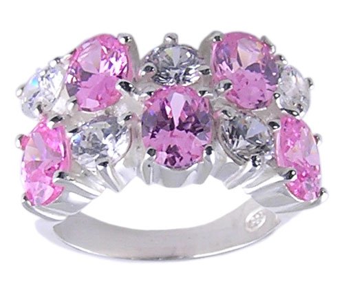 PINK CUBIC ZIRCONIA CZ 925 SILVER RING SIZE 6 7 8 or 9