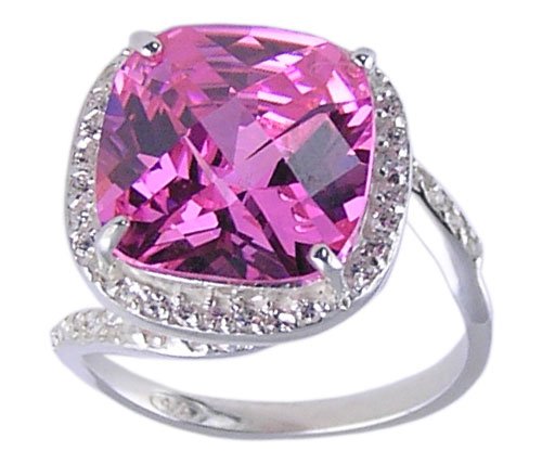 PINK CUBIC ZIRCONIA CZ 925 SILVER RING SIZE 7 8 or 10