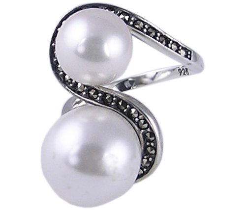 SYNTHETIC PEARL 925 STERLING SILVER RING SIZE 6 7 or 8