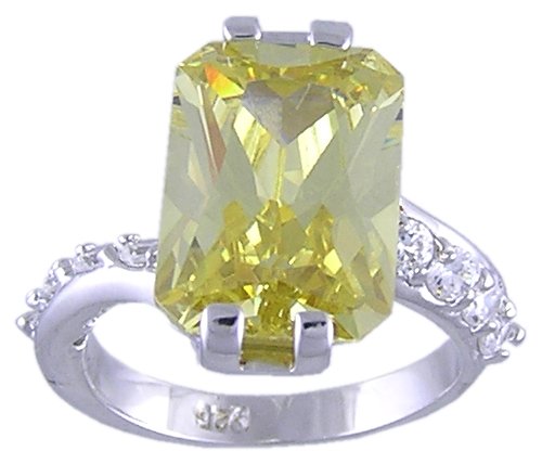 CANARY CUBIC ZIRCONIA CZ SILVER RING SIZE 5 9 or 10