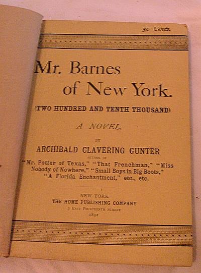 VERY OLD Mr. Barnes In NY Book! Antique! RARE and HTF!