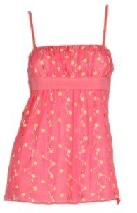 Fuchsia Floral Embroidered Tie Back Top Small
