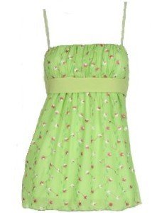 Green Floral Embroidered Tie Back Top Small