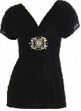 Fiona Black Deep V-Neck Top Small
