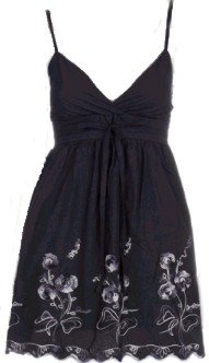 Black Floral Embroidery Front Tie Top Small