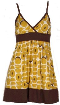 Mustard Brown Print Babydoll Top Small