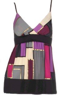 Purple Gray Multicolor Tie Back Top Large