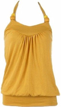 Mustard Yellow Beaded Halter Top Small
