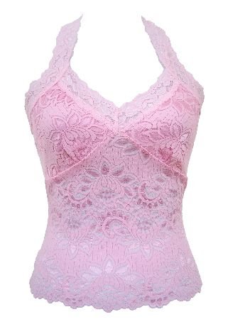 Classic Pink Lace Halter Top Large