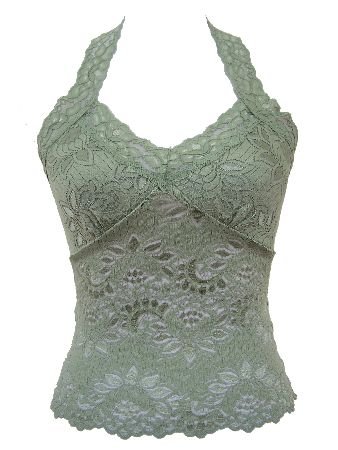 Classic Green Lace Halter Top Small