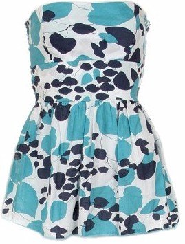 Blue Print Smocked Tube Top Small