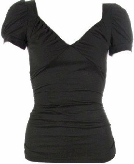 Black Empire Neck Cap Sleeves Top Medium