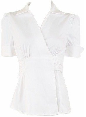 White Poplin Wrap Top Small