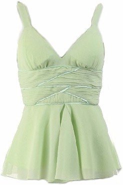 Lime Chiffon Empire Waist Twisted Straps Top Small