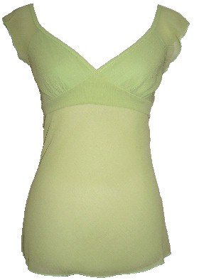 Lime Sheer Chiffon Tie Back Top Blouse Large