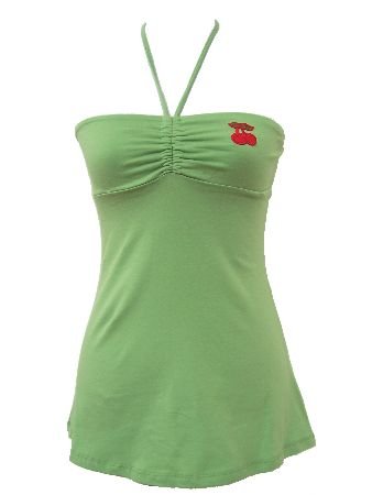Green Casual Cherrry Halter Top Small